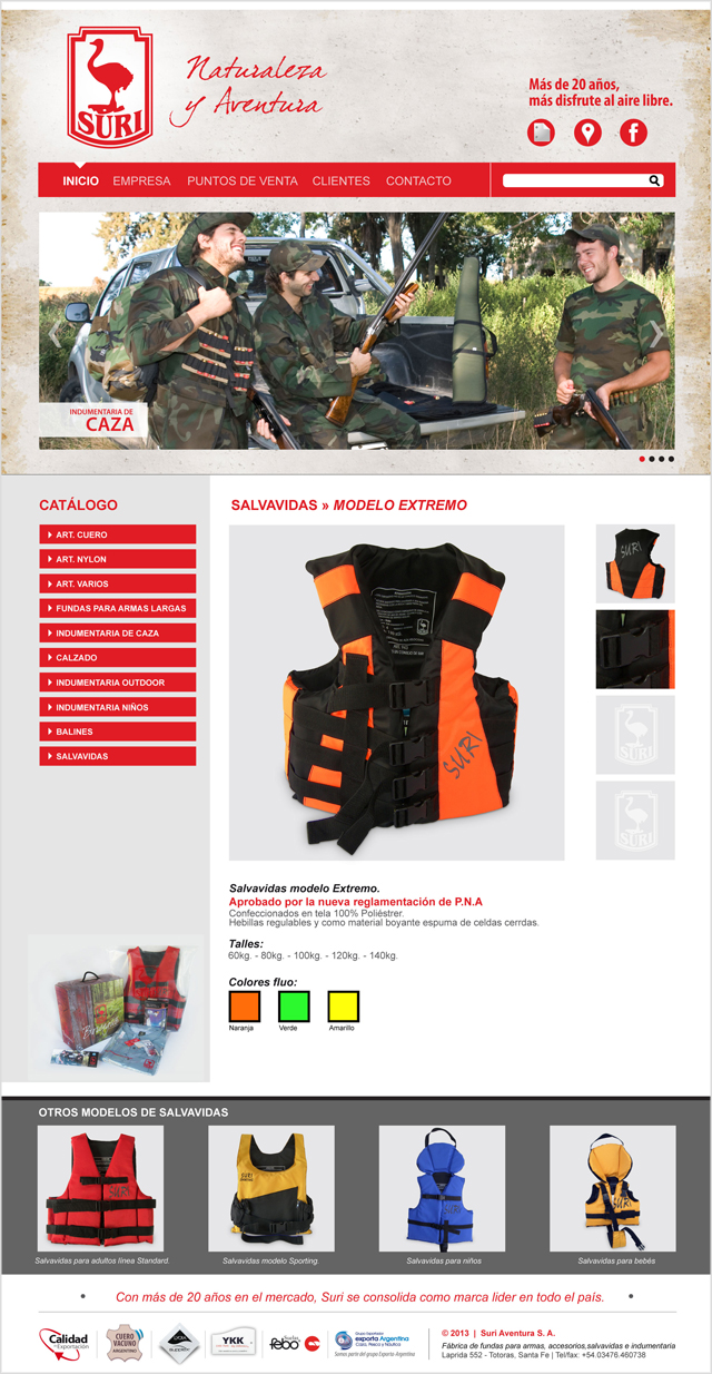 Diseño web Rosario - Fábrica de indumentaria de Caza y Outdoor - Suri: PRODUCTO