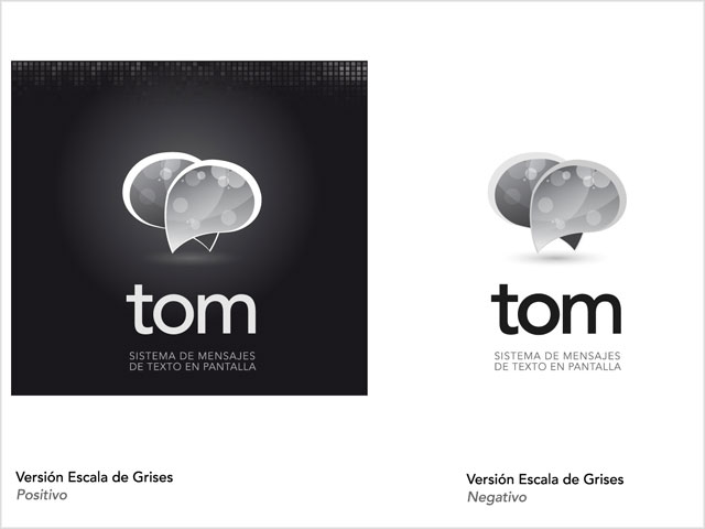  Diseño de logotipo App TOM - Variantes grises: normalización de logotipo.