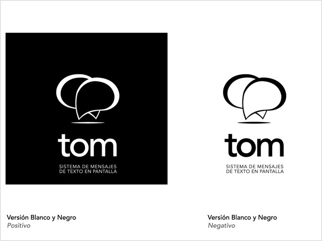 Diseño de logo Software TOM - Variantes blanco y negro