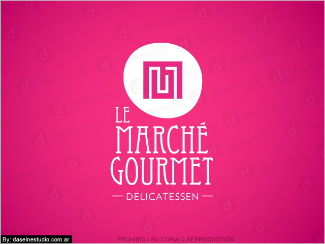  Diseño de logotipo Le Marché Gourmet - Berazategui Buenos Aires - Fondo fucsia: normalización de logotipo.