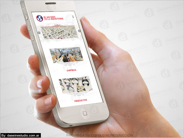 Diseño web responsive Bijouterie - Vista en teléfono celular SmartPhone