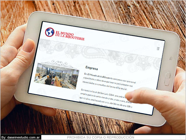 Diseño web responsive Bijouterie - Vista en Tablet