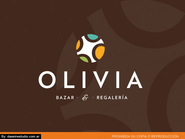  Diseño de Logotipo Bazar y Regalería Olivia - Fondo Marrón: normalización de logotipo.